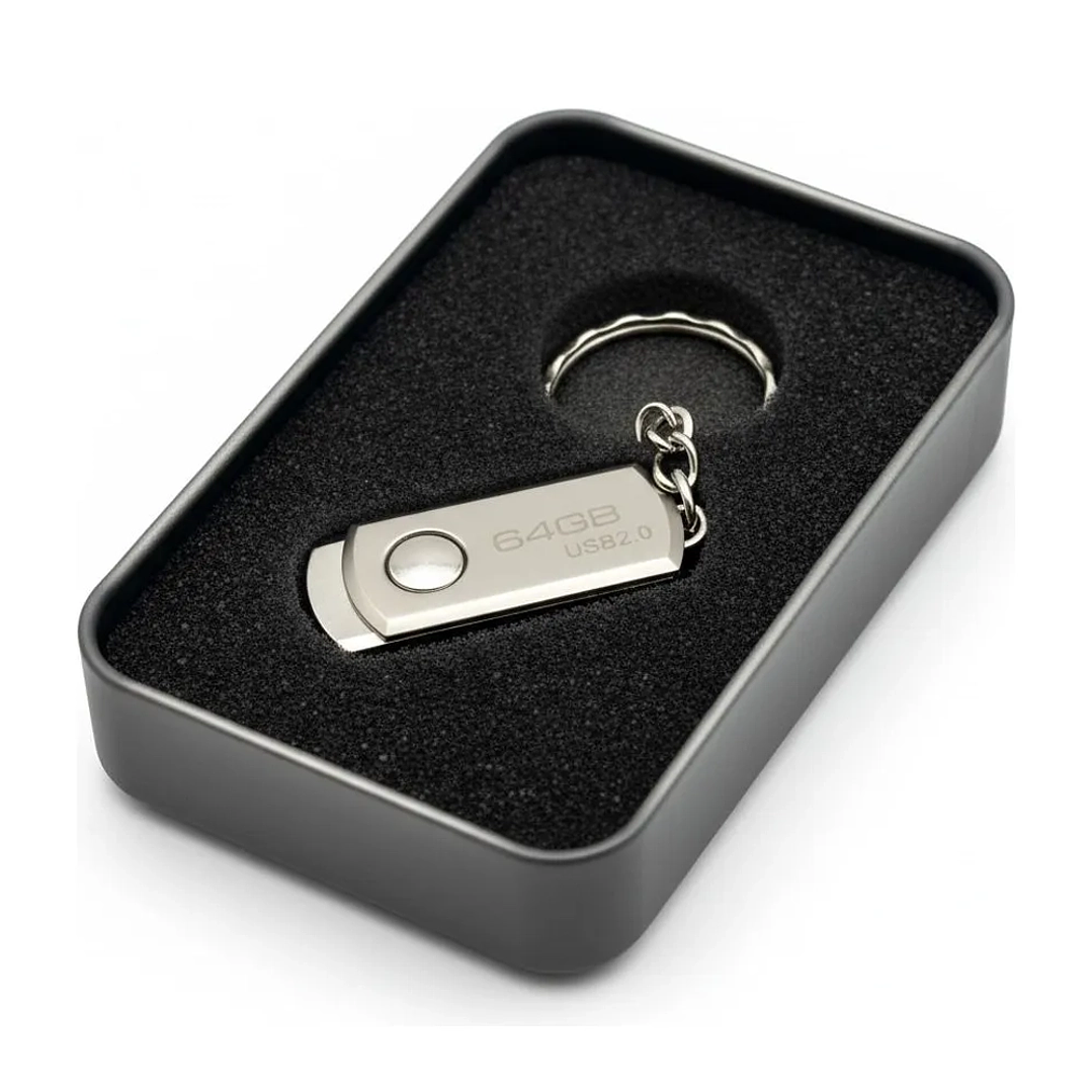 Pendrive Tipo Llavero Metálico 64GB USB 2.0 con Caja 3