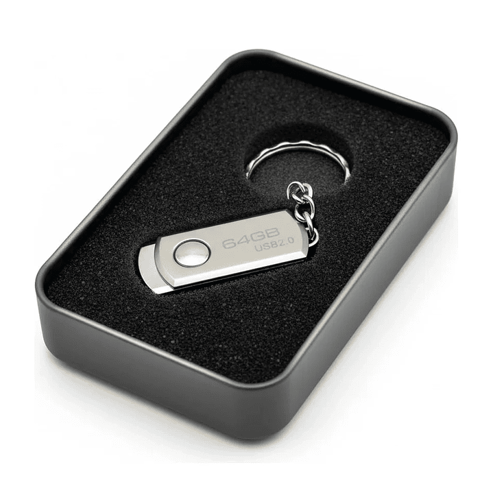 Pendrive Tipo Llavero Metálico 64GB USB 2.0 con Caja 3