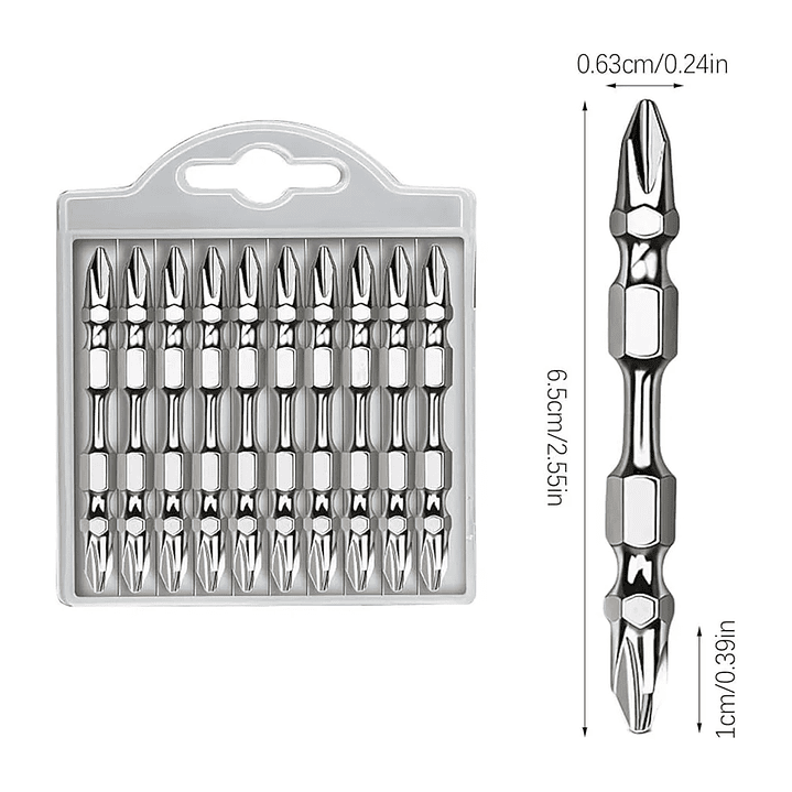 Juego de 10 Puntas de Destornillador Magnéticas 65 mm Mcasa 3