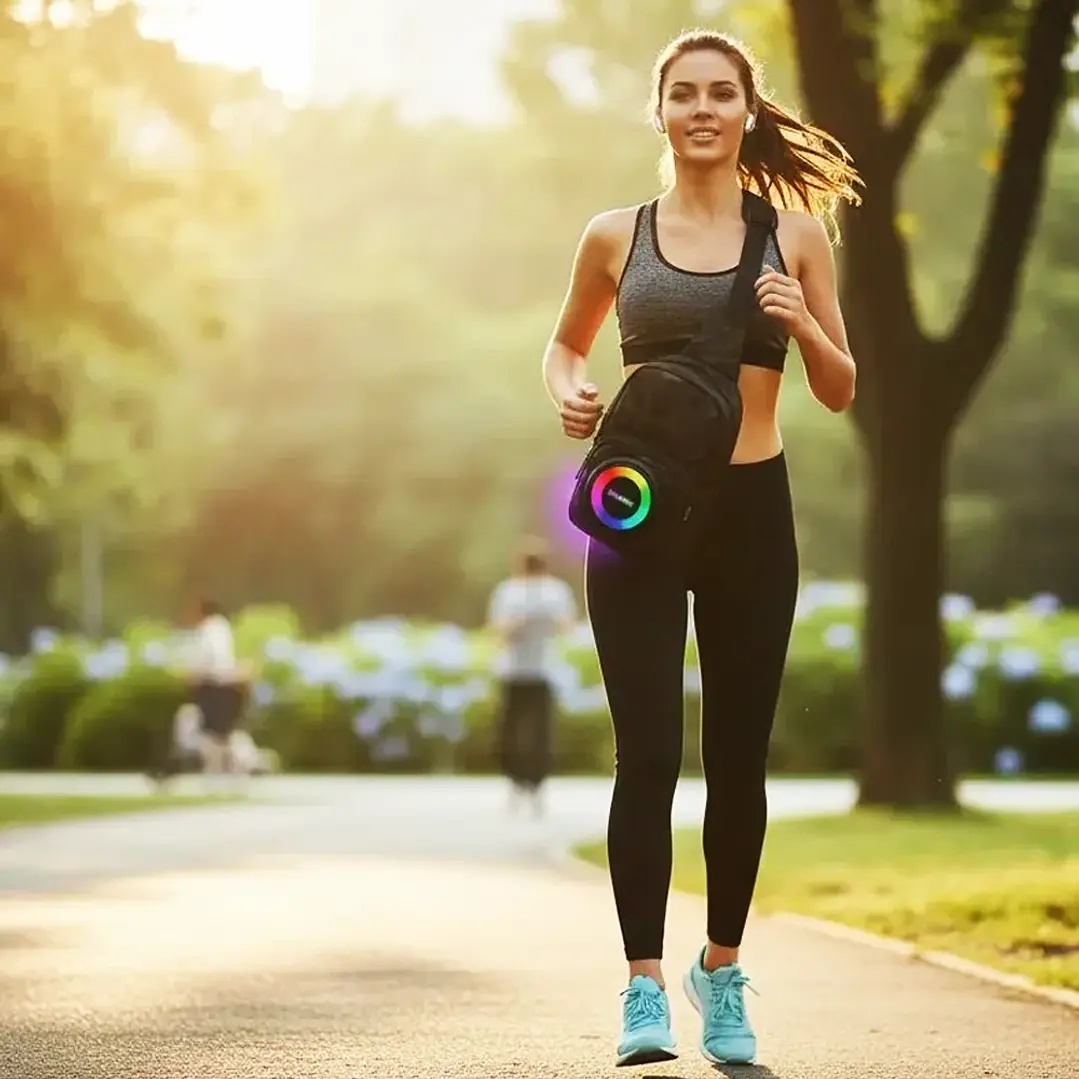 Parlante Bluetooth Portátil Tipo mochila 8W con Radio y Luces RGB 6