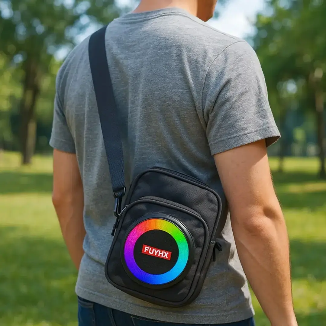 Parlante Bluetooth Portátil Tipo mochila 8W con Radio y Luces RGB 7