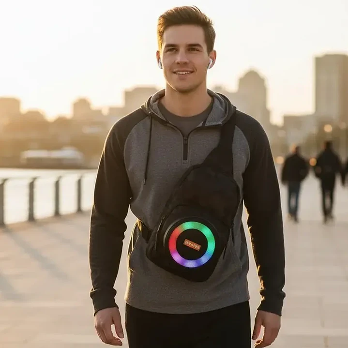 Parlante Mochila Bluetooth mCasa Portátil con Radio FM y Luces RGB 3