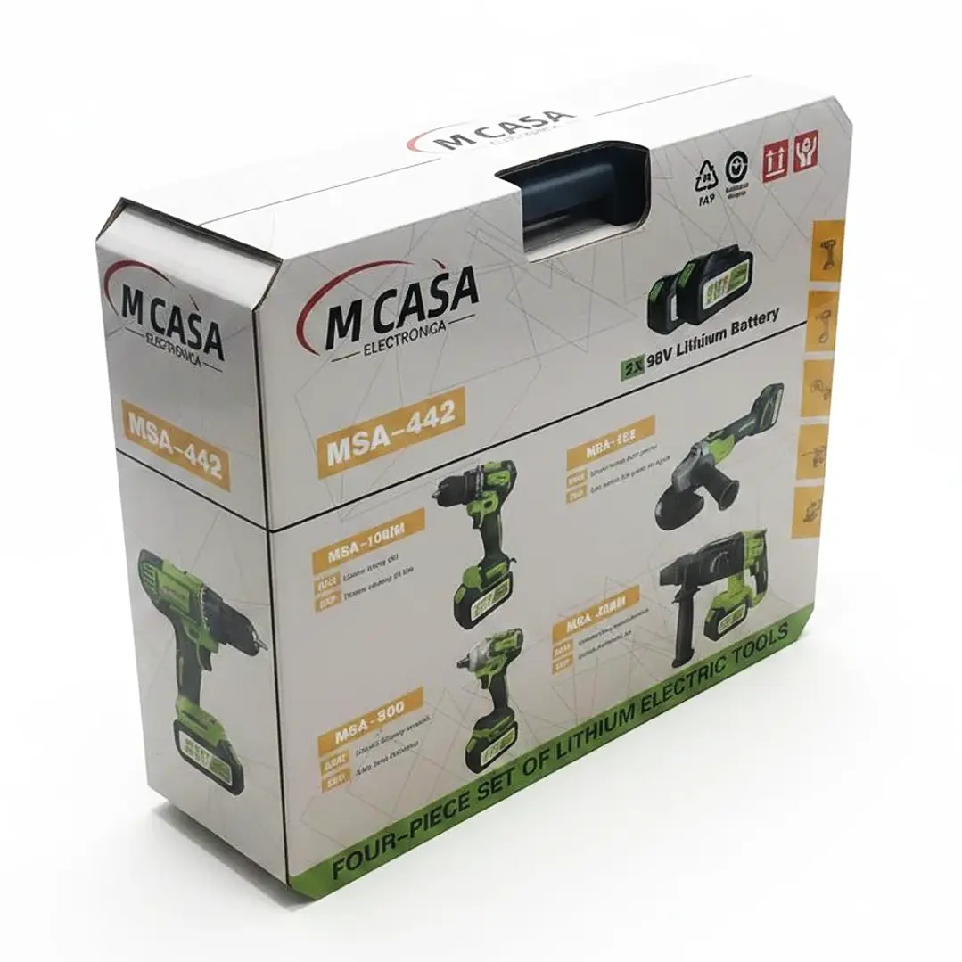 Set de 4 Herramientas Inalámbricas Mcasa MSA-442 98V con Maleta y 2 Baterías 1
