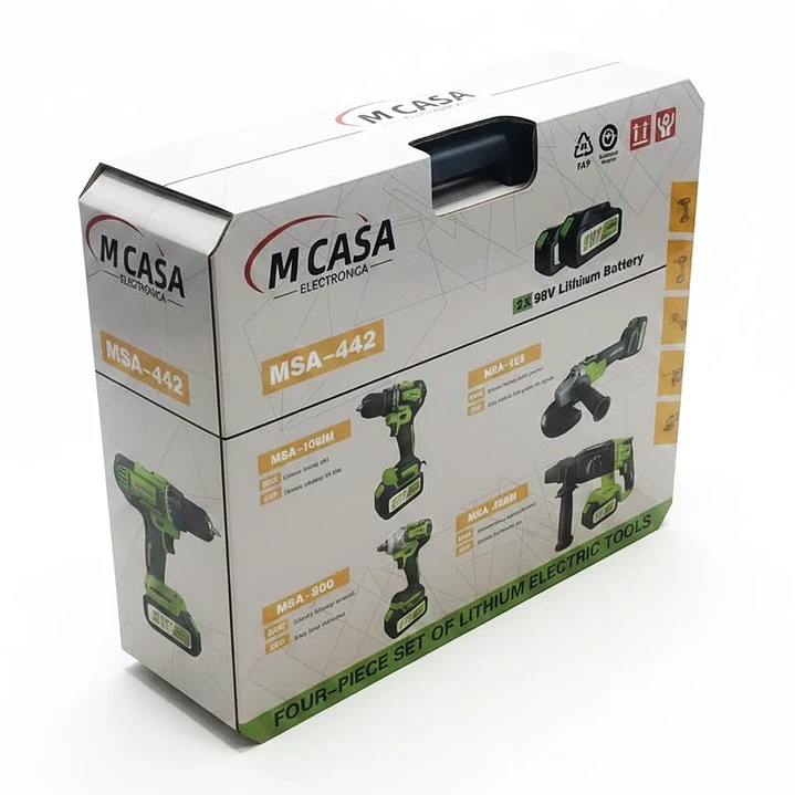 Set de 4 Herramientas Inalámbricas Mcasa MSA-442 98V con Maleta y 2 Baterías 1