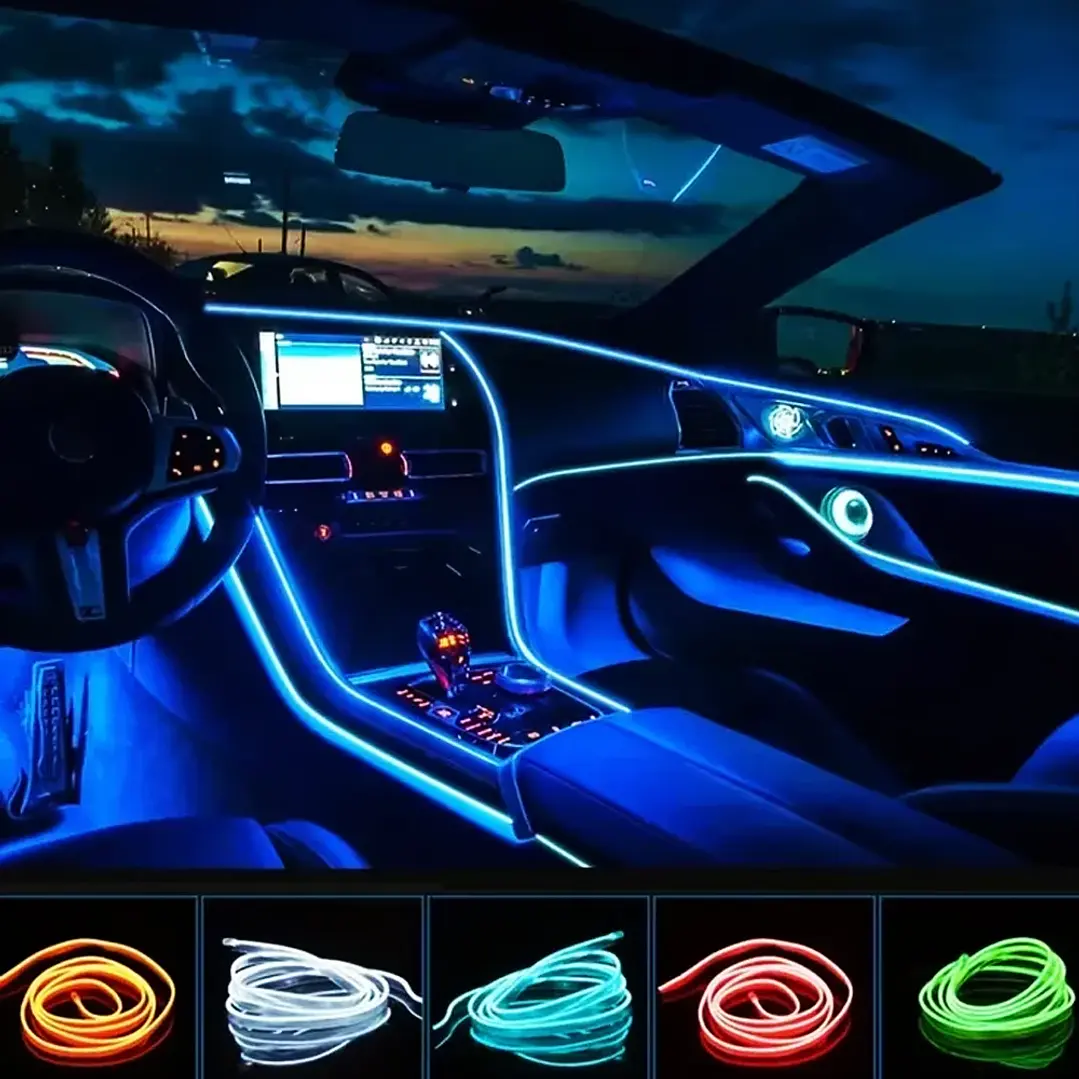 Kit de Luces LED Ambiente para Interior de Auto 110cm con Conexión 12V 2