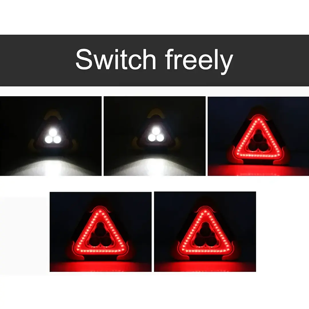 Triángulo de Emergencia LED Solar con Soporte y Carga USB 8