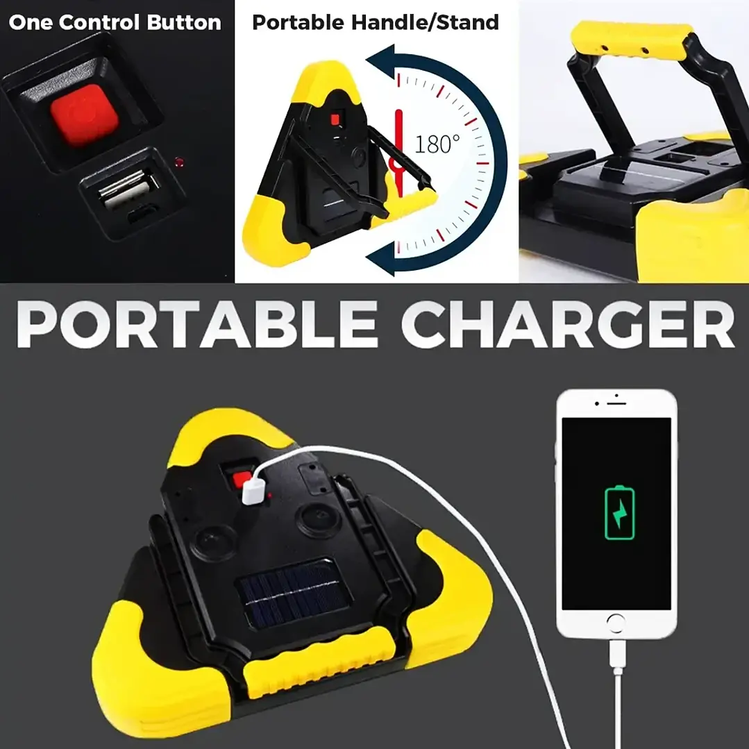 Triángulo de Emergencia LED Solar con Soporte y Carga USB 4