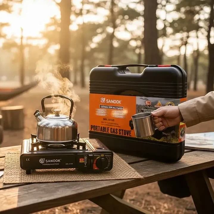Cocinilla Camping Portatil A Gas Regulador Con Maleta Mcasa 5