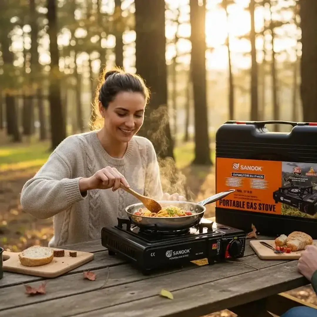 Cocinilla Camping Portatil A Gas Regulador Con Maleta Mcasa 6