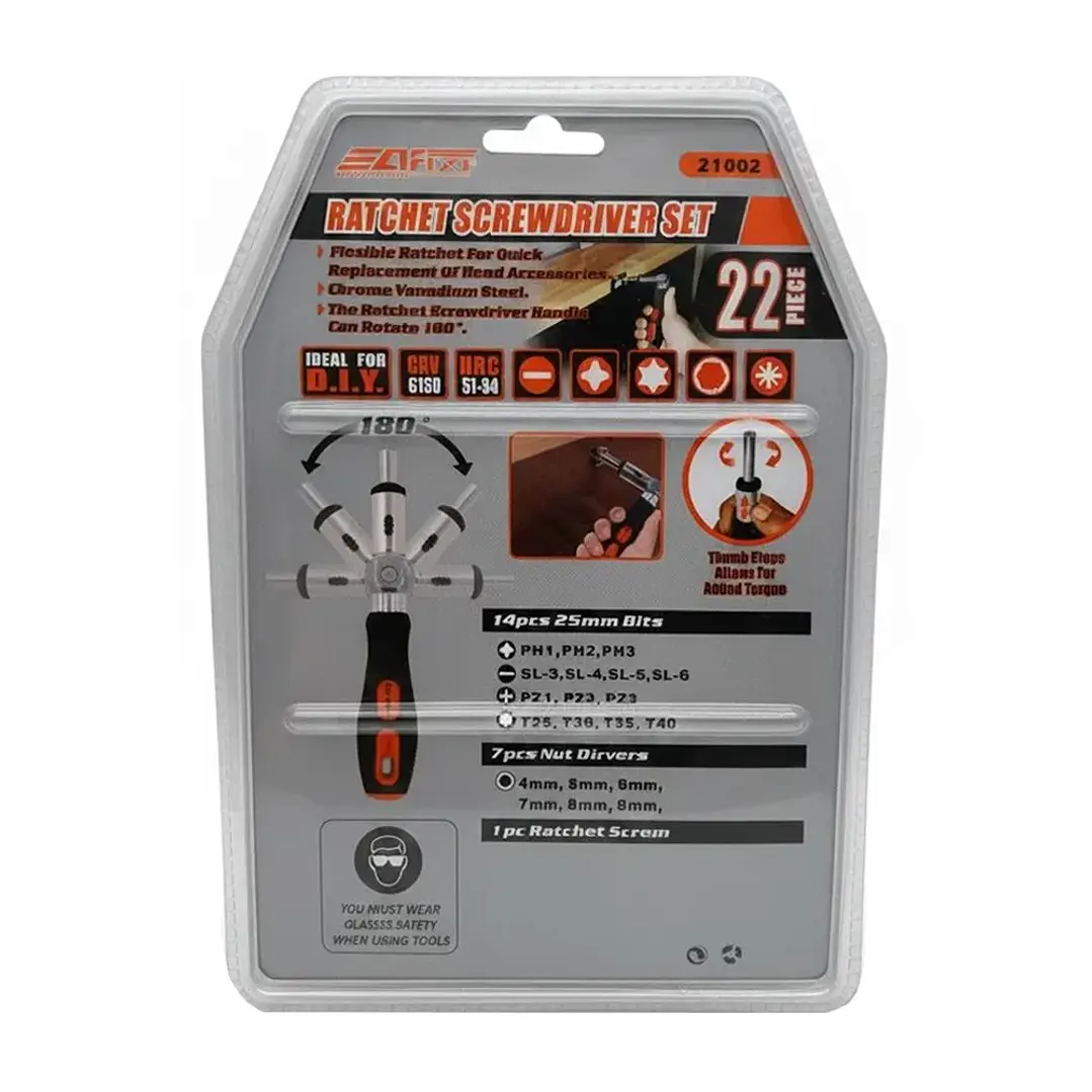 Set de Destornillador y Dados Ratchet 22 Piezas Afixs‑Mcasa 2