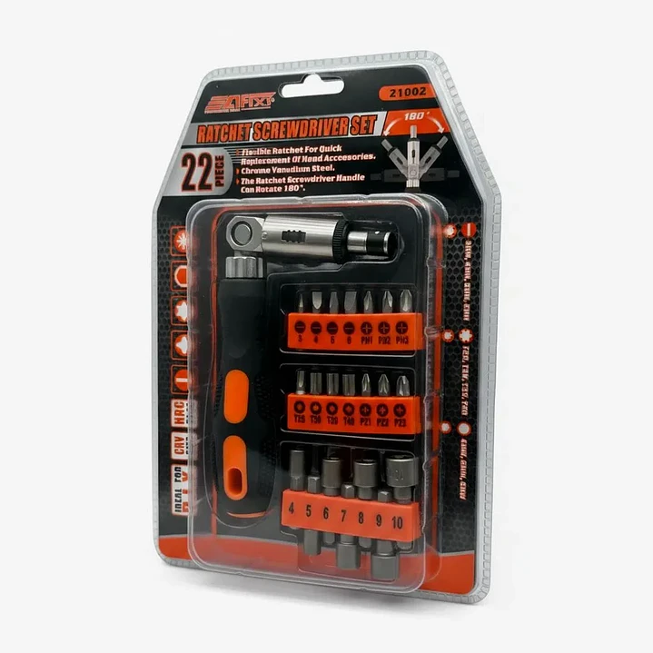 Set de Destornillador y Dados Ratchet 22 Piezas Afixs‑Mcasa 3