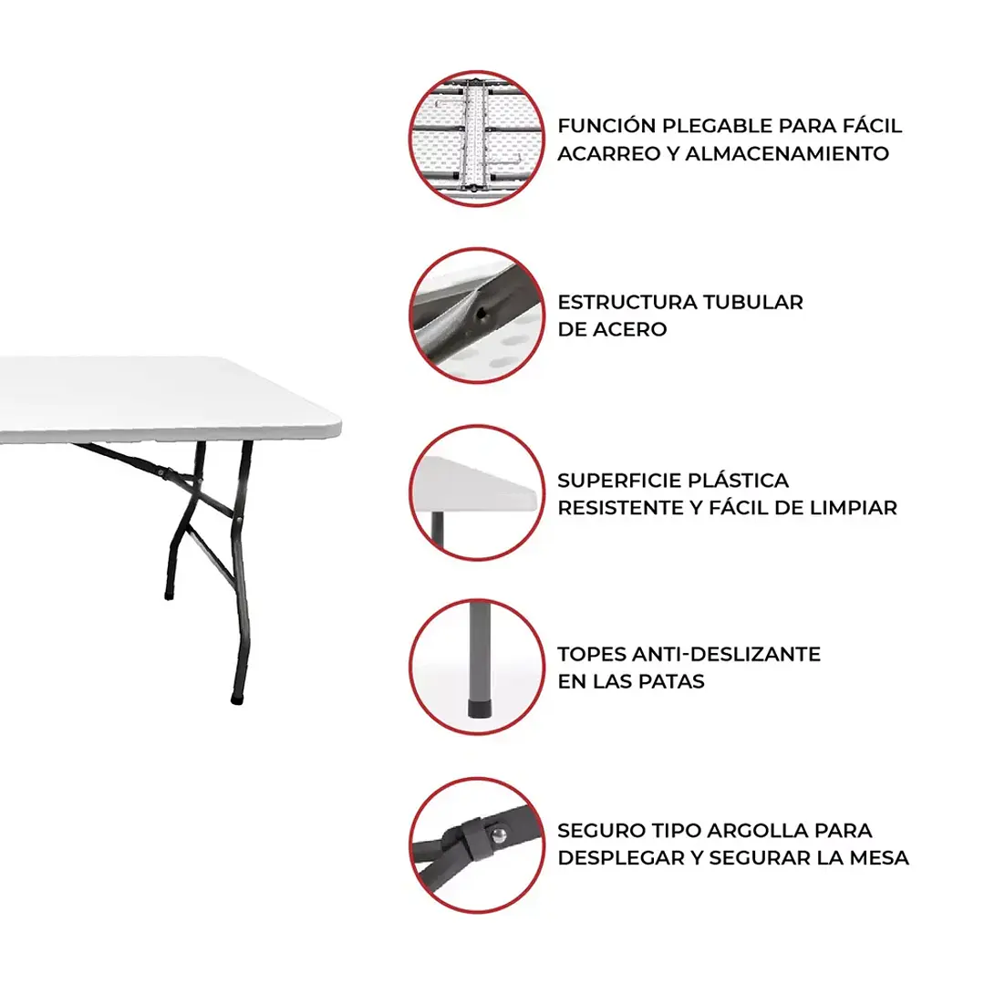 Mesa Camping Plegable Valija Casa Jardin Playa 1.80 Mcasa 3