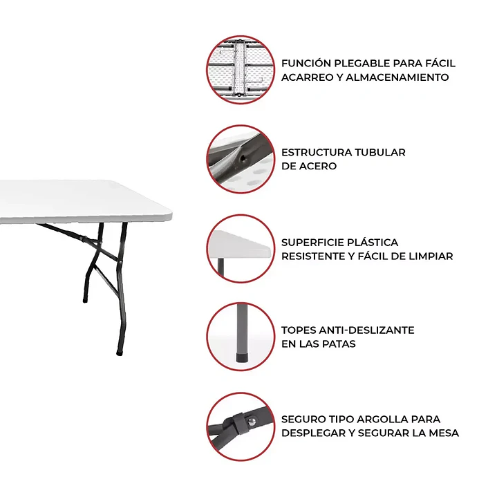 Mesa Camping Plegable Valija Casa Jardin Playa 1.80 Mcasa 3
