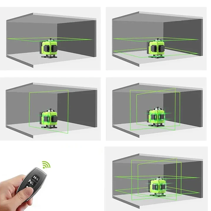 Nivel Laser 16 Líneas Auto-nivelador Luz Verde Remoto Mcasa 4