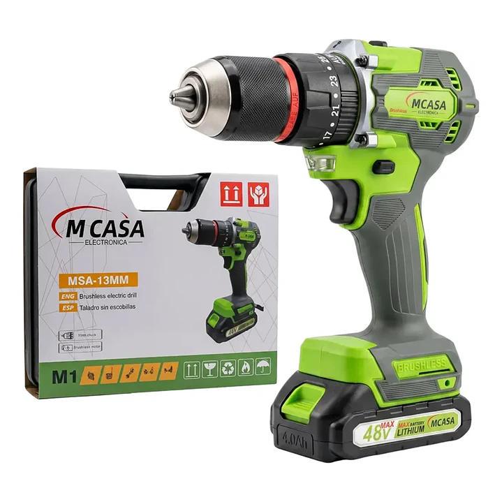 Kit Taladro Destornillador Inalámbrico Brushless 13mm mCasa + 25 Puntas 3