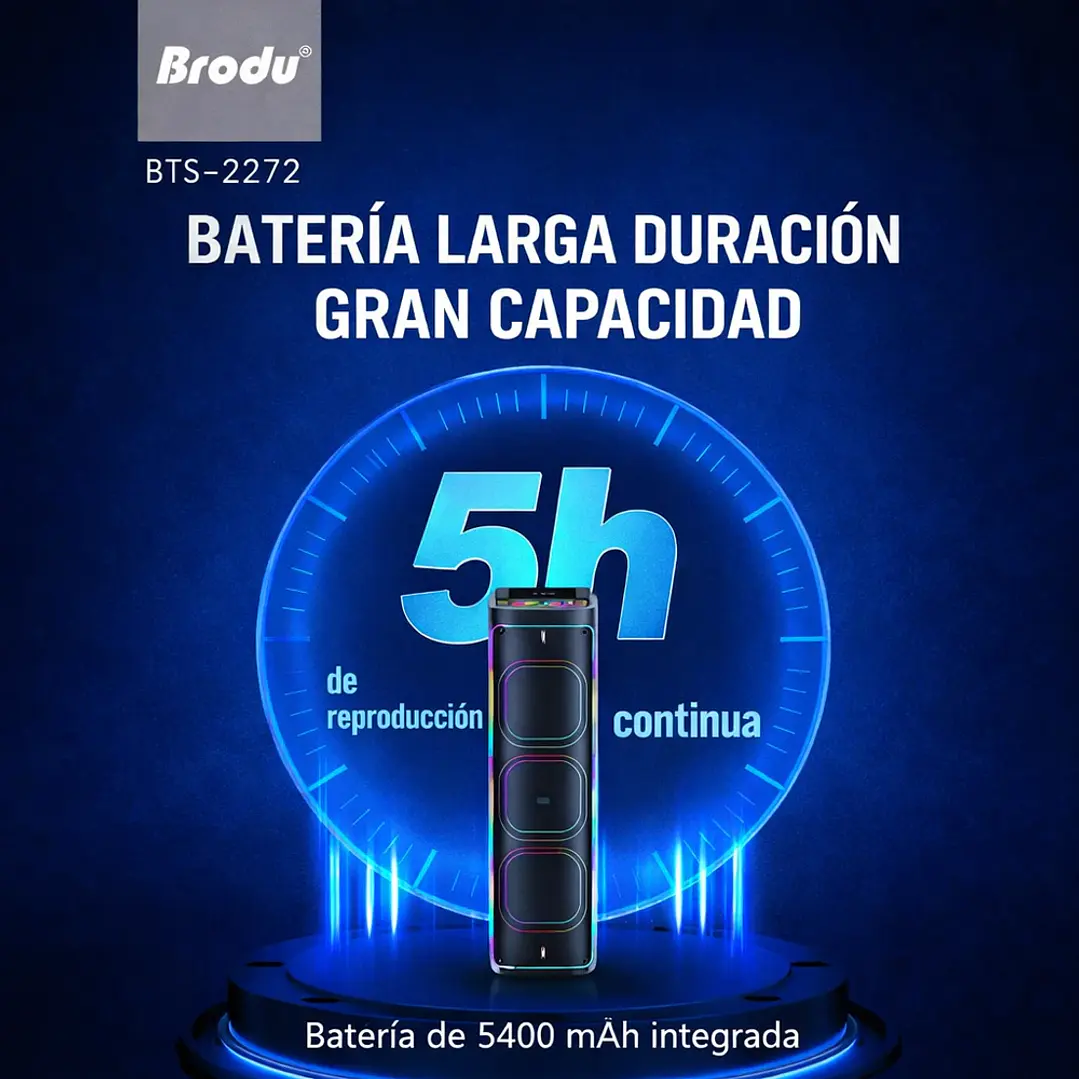 Parlante Bluetooth Brodu 8x4 Rgb 2 Micrófonos Inalámbricos 4