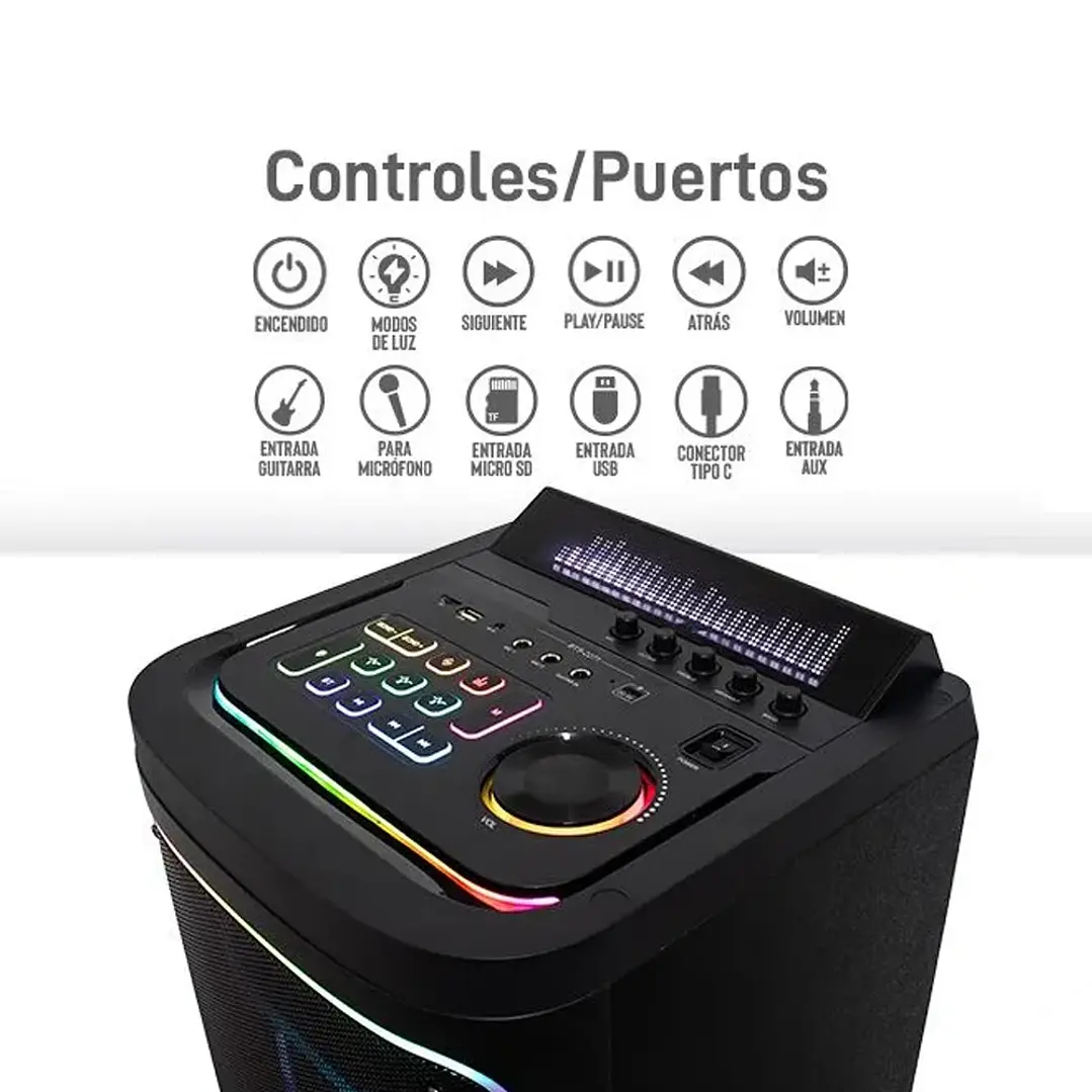 Parlante Bluetooth Brodu 8x4 Rgb 2 Micrófonos Inalámbricos 3