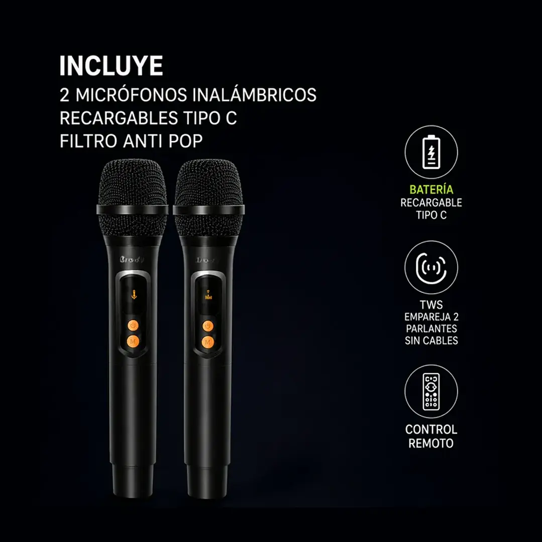 Parlante Bluetooth Brodu 8x4 Rgb 2 Micrófonos Inalámbricos 7