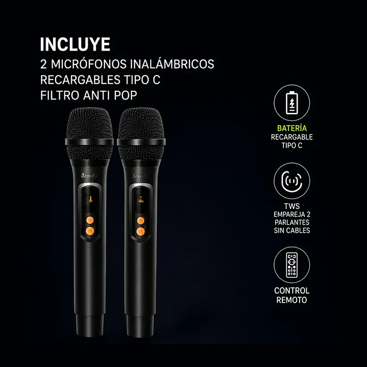 Parlante Bluetooth Brodu 8x4 Rgb 2 Micrófonos Inalámbricos 7
