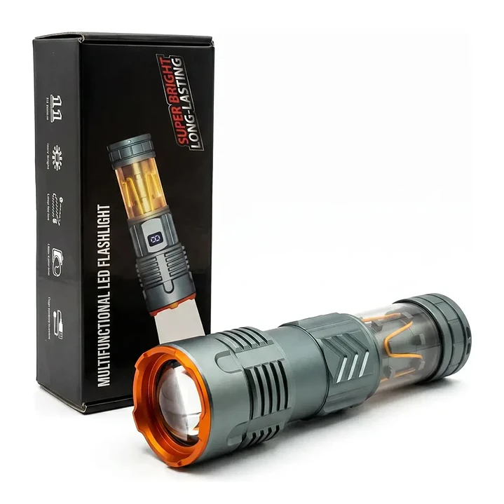 Linterna Táctica Led Telescópica Recargable Tipo C 2 Focos 2