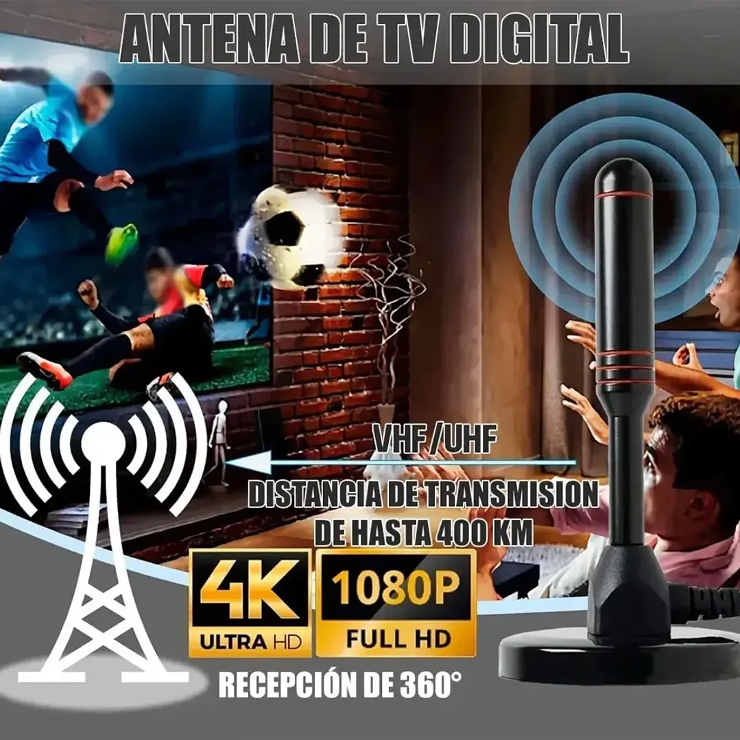 Antena Digital Hd Tv 5mts 360* Interior Y Exterior 4db Mcasa 3