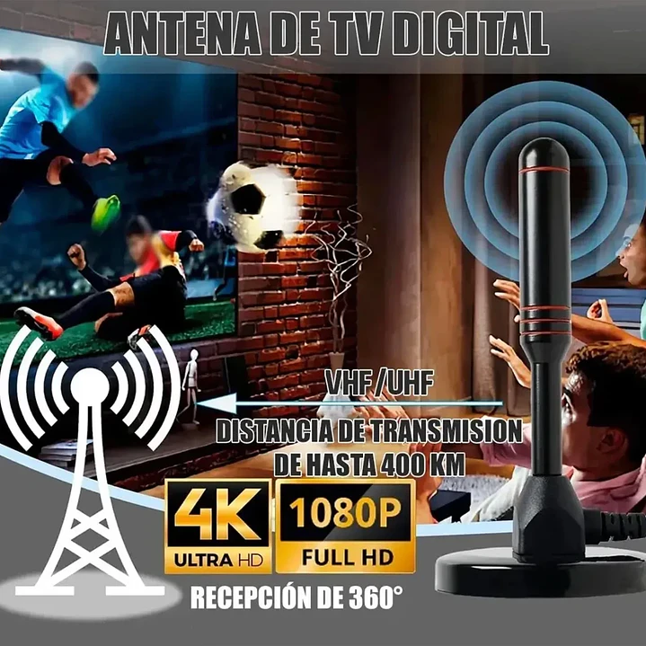 Antena Digital Hd Tv 5mts 360* Interior Y Exterior 4db Mcasa 3