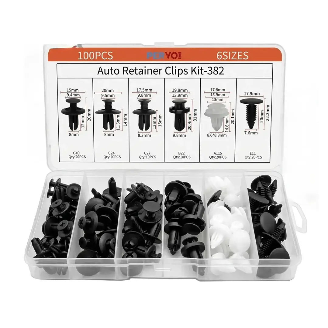 Caja 100 Clip Fijación Broche Retención Pastico Pervoi-mcasa 1