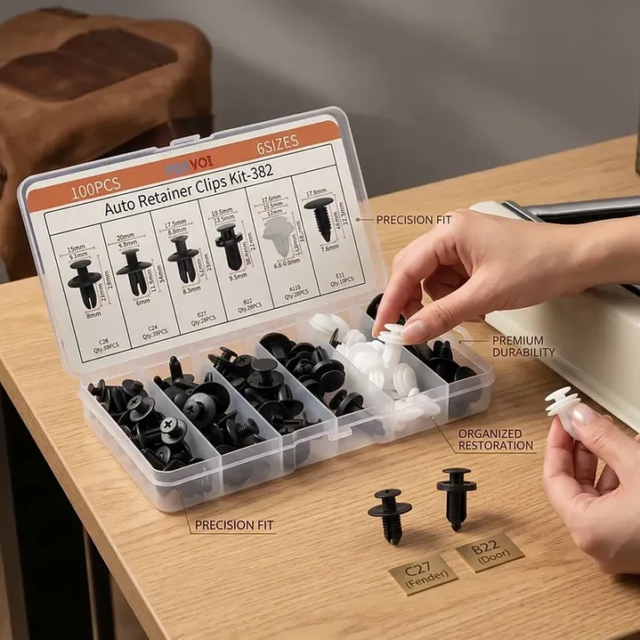 Caja 100 Clip Fijación Broche Retención Pastico Pervoi-mcasa 5