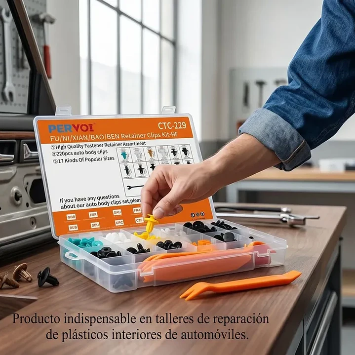 Caja 150 Clip Fijación Broche Retención Plástico Pervoi‑Mcasa 3