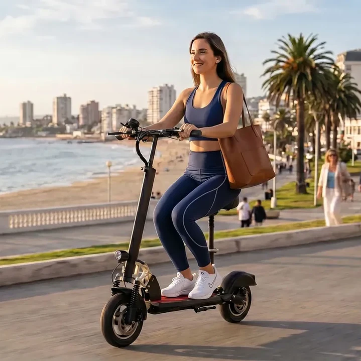 Scooter Eléctrico Plegable Con Asiento Para Adultos Vel/40km 6