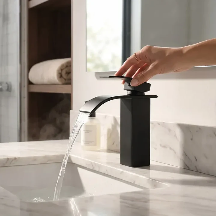  Grifería Monomando Lavamanos Cascada Negro Mate | MCasa 5