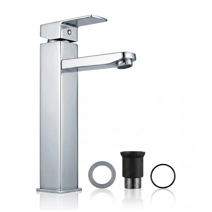 Llave Monomando Lavamanos Cromado Alto Hogar Mcasa-akua 2