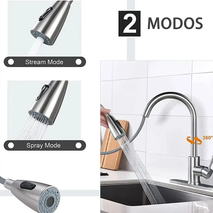 Llave de Cocina Monomando Cromada Mcasa Akua 6