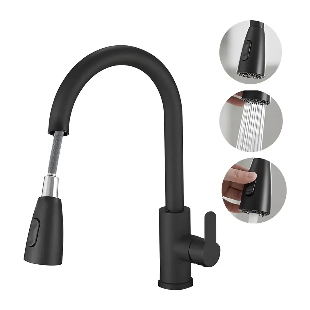 Llave Monomando Lavaplatos Extraíble Negra 360° Mcasa Akua 2