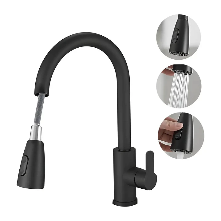 Llave Monomando Lavaplatos Extraíble Negra 360° Mcasa Akua 2