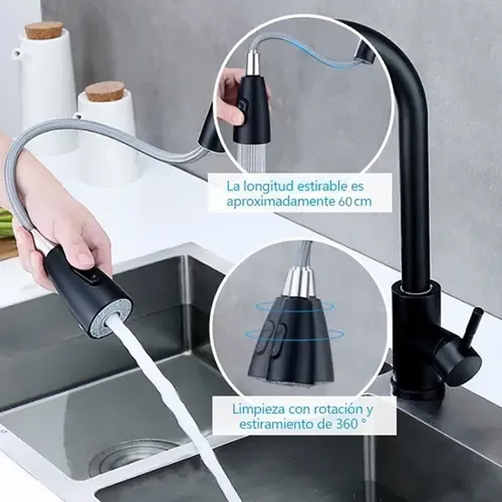 Llave Monomando Lavaplatos Extraíble Negra 360° Mcasa Akua 5