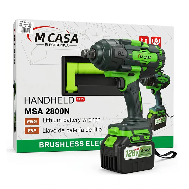 Llave de Impacto Inalámbrica Mcasa MSA-2800N 2800Nm 2 Baterías 2