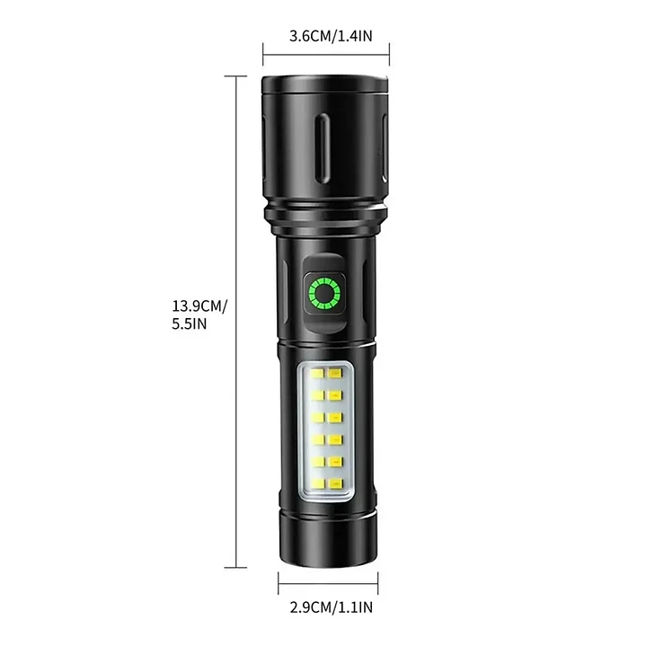 Linterna Táctica LED Recargable USB 3000Lm Zoom MCASA 3
