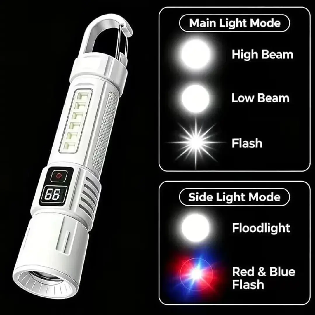Linterna Táctica LED Recargable 5000Lm Zoom MCASA 4