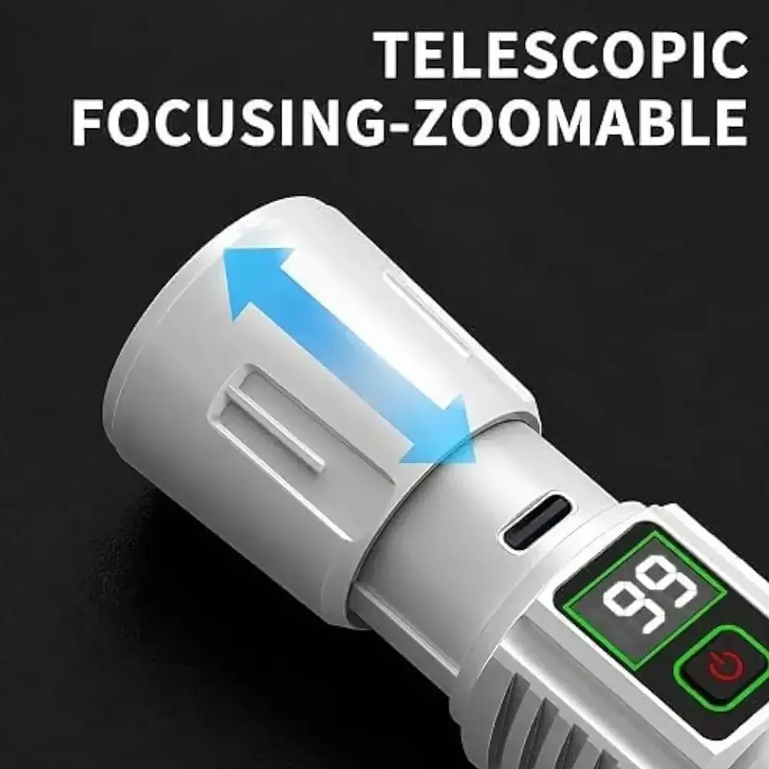 Linterna Táctica LED Recargable 5000Lm Zoom MCASA 6