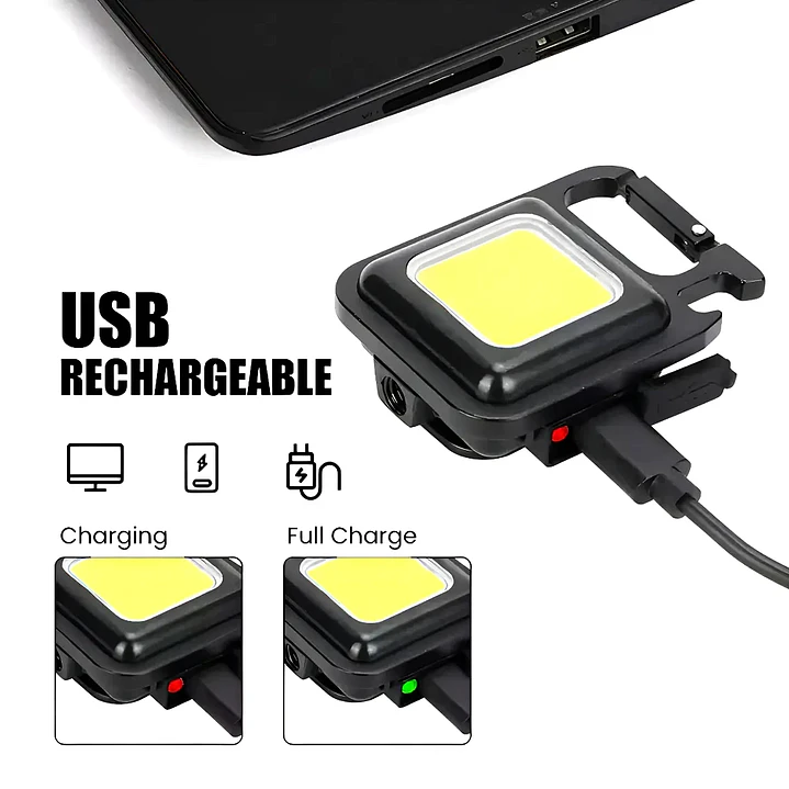 Linterna Llavero LED COB Recargable USB Mosquetón MCASA 4