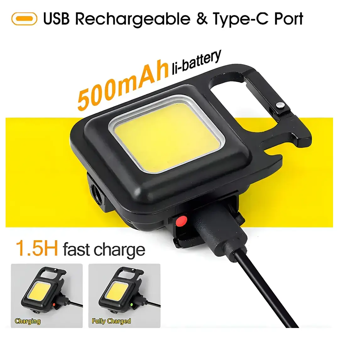 Linterna Llavero LED COB Recargable USB Mosquetón MCASA 8
