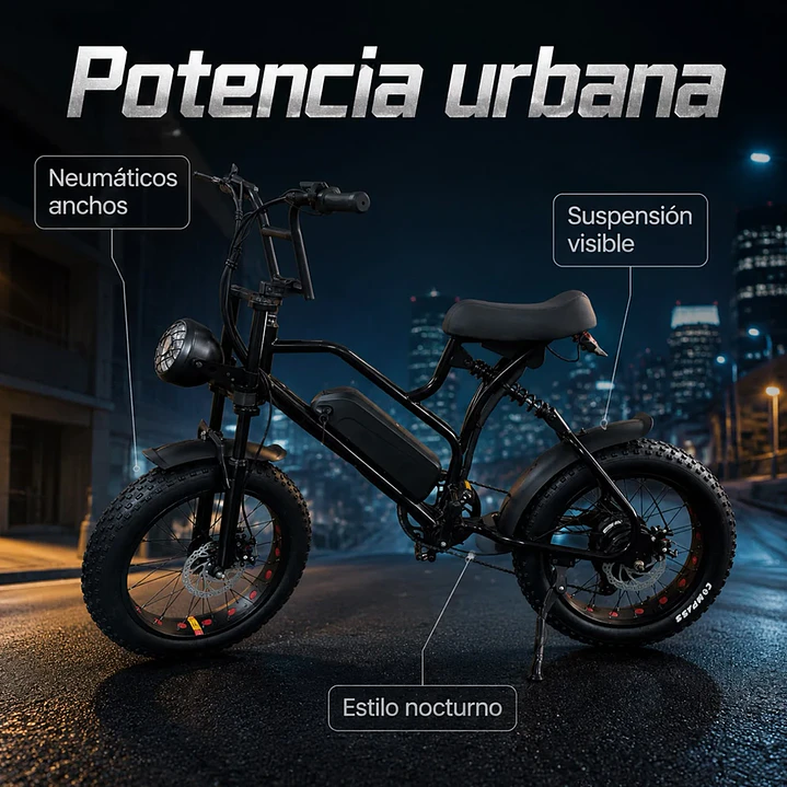 Bicicleta Eléctrica Fat Bike F1 800W 48V 13Ah Negra 3