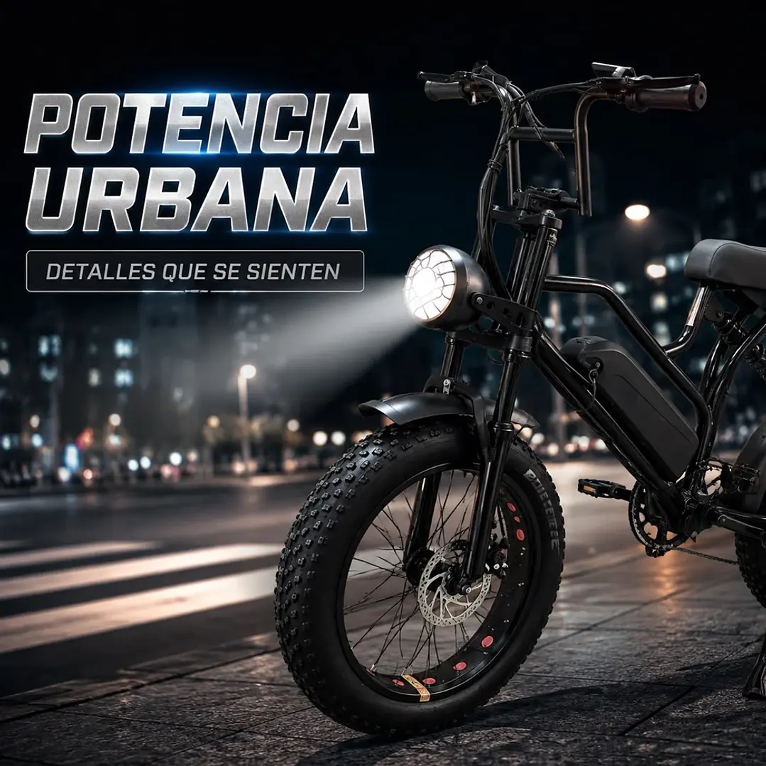 Bicicleta Eléctrica Fat Bike F1 800W 48V 13Ah Negra 4