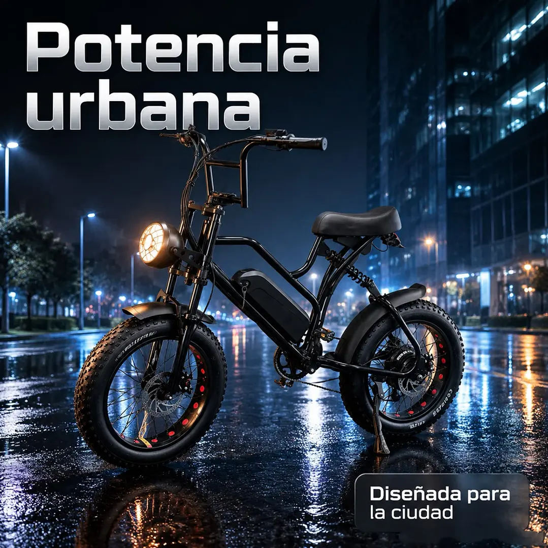 Bicicleta Eléctrica Fat Bike F1 800W 48V 13Ah Negra 5