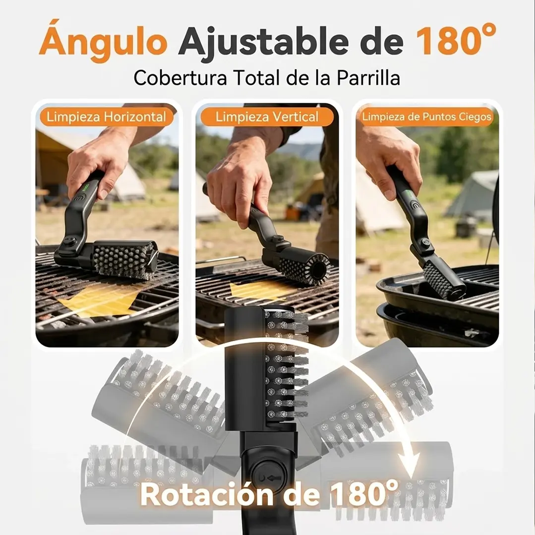 Cepillo Inalámbrico Recargable Acero Para Parrilla Mcasa 4