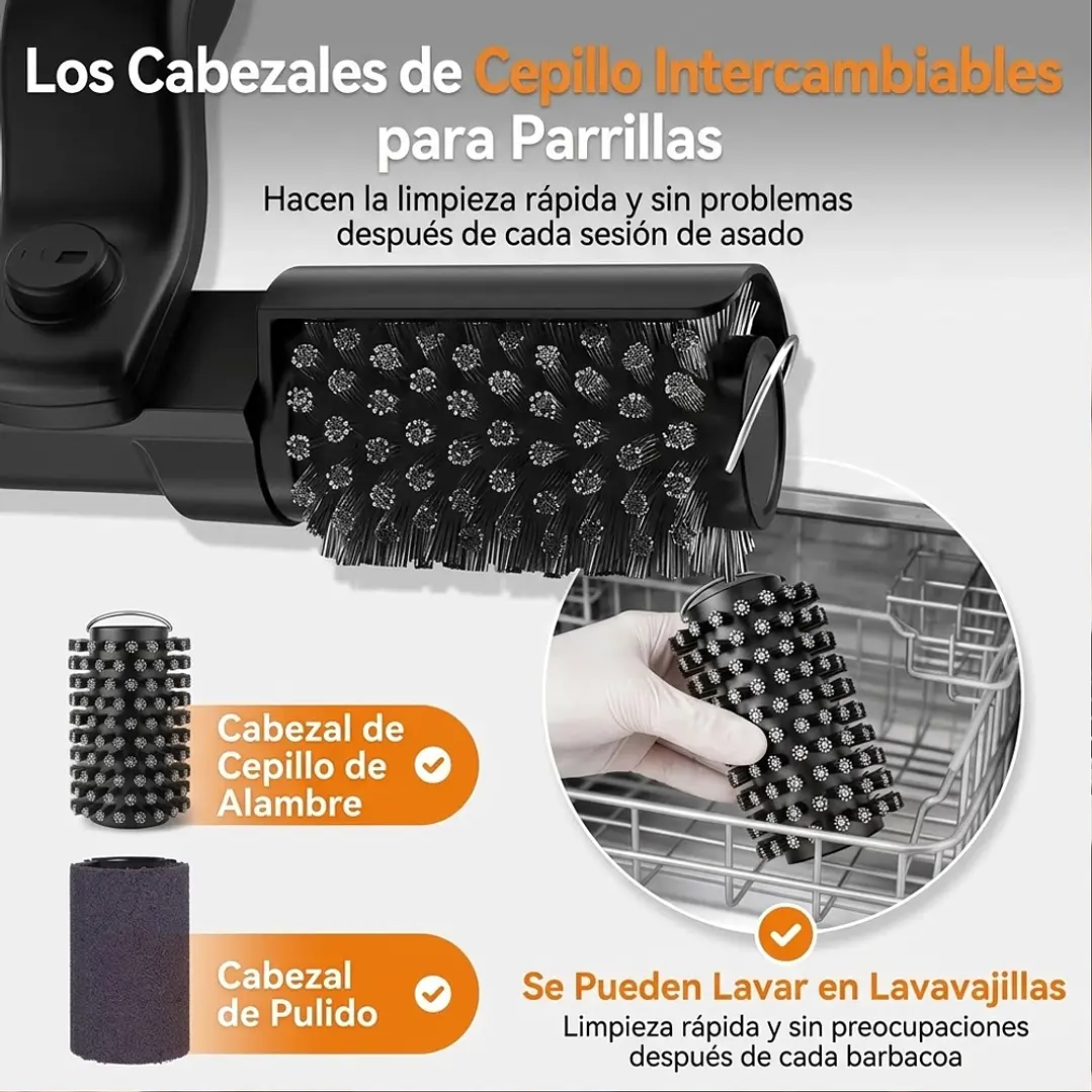 Cepillo Inalámbrico Recargable Acero Para Parrilla Mcasa 6
