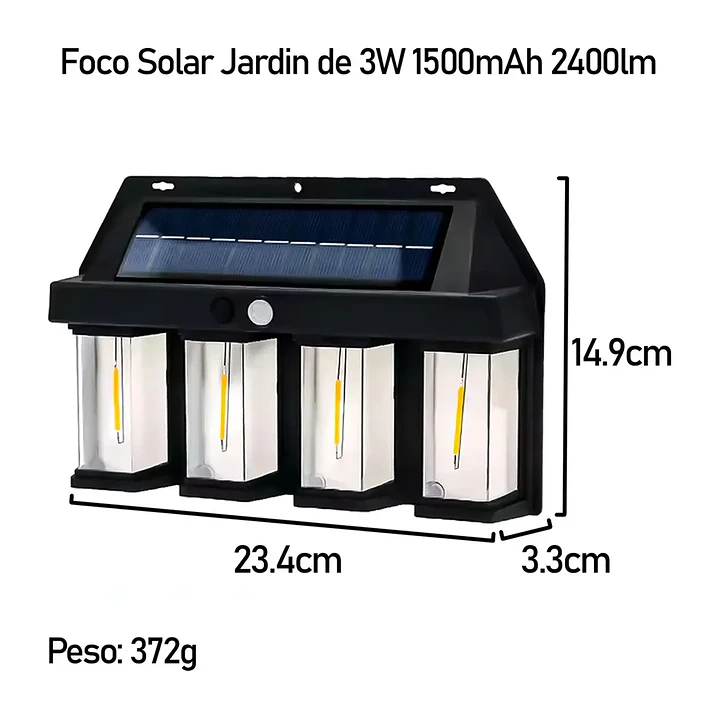 Foco Apliqué Solar 4 Lámparas Con Sensor De Movimiento Mcasa 2