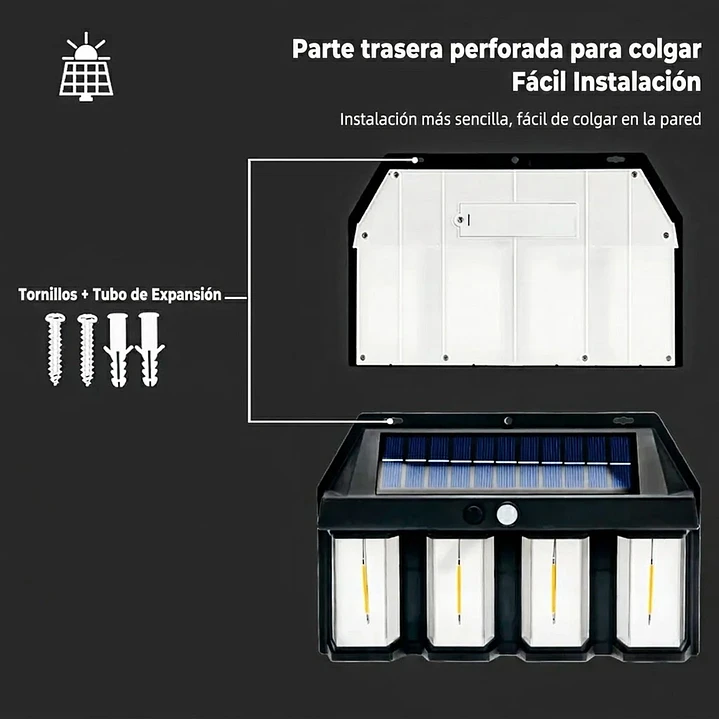 Foco Apliqué Solar 4 Lámparas Con Sensor De Movimiento Mcasa 4