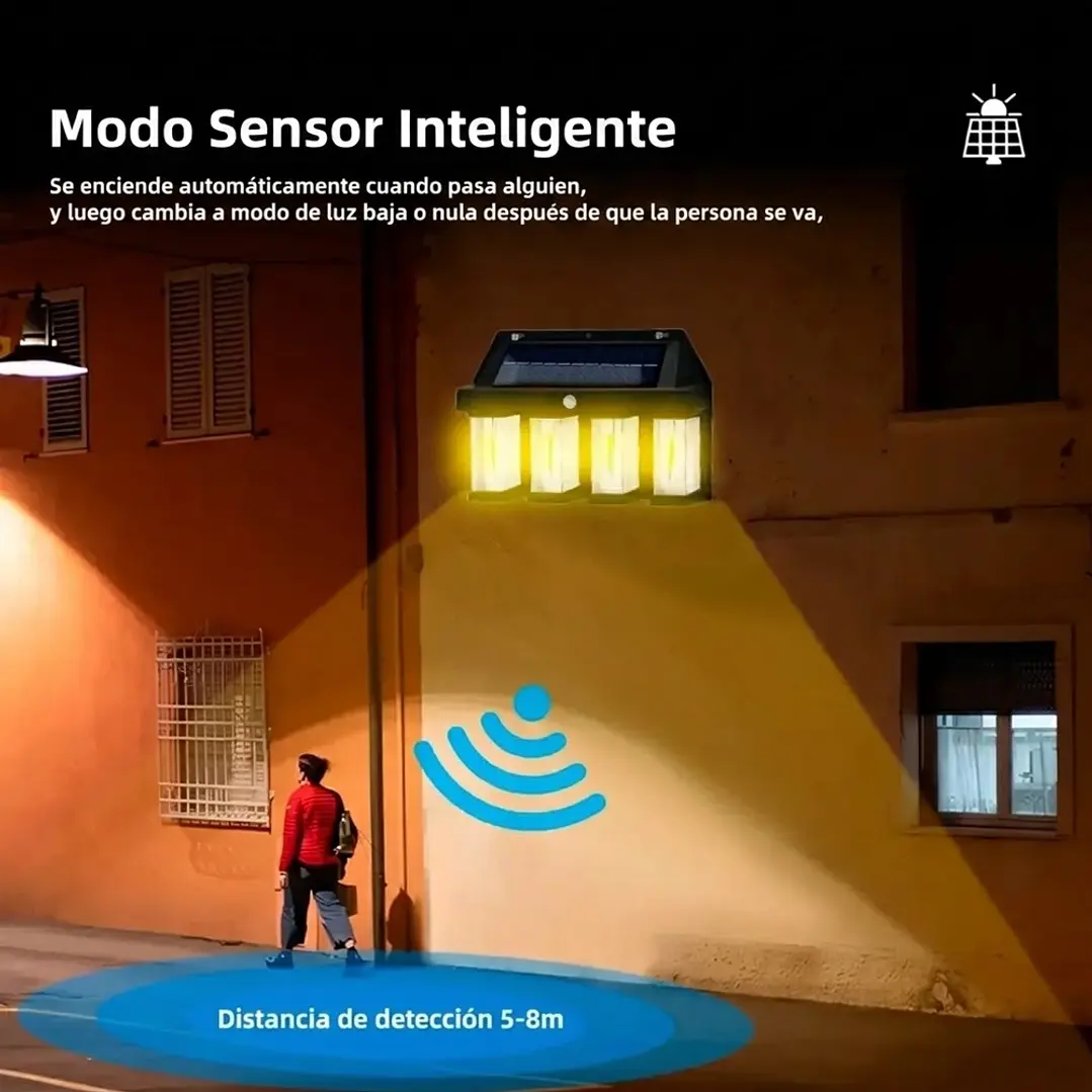 Foco Apliqué Solar 4 Lámparas Con Sensor De Movimiento Mcasa 6